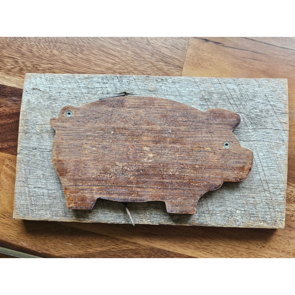 Rustic Reclaimed‎ Barn Wood Pig Wall Plaque Farmhouse Folk Art Decor Handcrafted